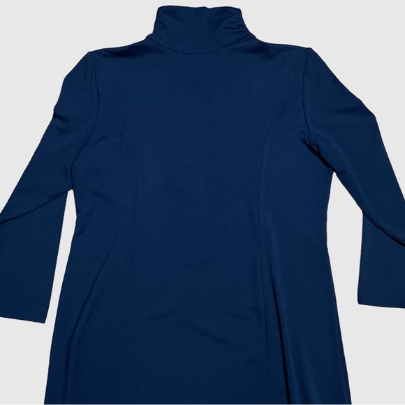 Travelsmith Black Ruched Mock Neck Long Sleeve Dress Sz L Petite - Picture 9 of 13